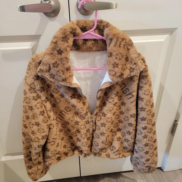 Monogram Pattern Fleece Jacket - Picture 1 of 3